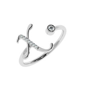 Anillo inicial de oro personalizado de 14K/18K Anillo de diamante con letras X personalizado Nombre inicial delicado Regalo para ella - Product Image 3