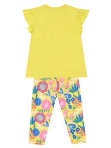 Denokids Ensemble t-shirt et legging décontractés pour fille à manches courtes 100% coton Jersey Flower Garden Ensemble deux pièces - Product Image 4