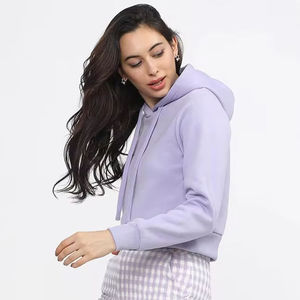 เสื้อฮู้ดผ้าฟลีซสีลาเวนเดอร์สำหรับผู้หญิง เนื้อนุ่ม อุ่นสบาย แขนยาว มีกระเป๋าแบบจิงโจ้ด้านหน้า  ตัวเลือกโลโก้แบบกำหนดเอง ใส่สบาย สไตล์ลำลอง - Product Image 1