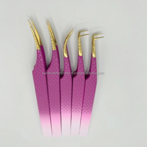 Vente chaude, pince à épiler professionnelle à double ton, marque privée, extension de cils, couleur personnalisée, acier inoxydable, anti-magnétique, confortable - Product Image 5