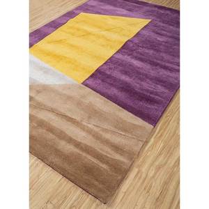 Alfombra Caliedo TNQ-1510 Hecha a Mano con Lana y Viscosa, Diseño Geométrico Rosa y Morado para el Hogar - Product Image 2