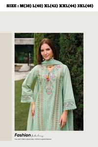 Style moderne la plus tendance, haute sur demande, beau coton avec miroir et pantalon de travail Kantha Kurti et Dupatta à vendre - Product Image 2