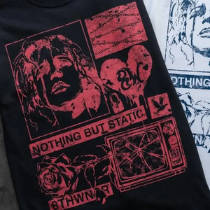 Camiseta Urbana con Estampado Personalizado, Camiseta Holgada con Estampado Gráfico DTG para Hombre, Camiseta con Piedras Preciosas y Diamantes de Imitación - Product Image 4