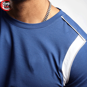 T-Shirt Homme 100% Coton Coupe Slim en Jersey Séchage Rapide Été Manches Courtes avec Col en O Légèrement Extensible et Motif Solide - Product Image 3