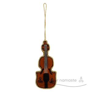 Ornamento per violoncello fatto a mano strumento musicale decorazione di natale ricamo in feltro all'ingrosso Bonjour Namaste eco-friendly personalizzato - Product Image 1