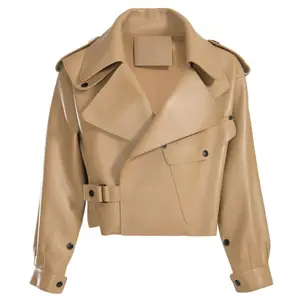 Sheepskin leather Coat For Women Jacket Spring Autumn Female Real Leather Coat Fashion Oversize Moto Biker Blouson