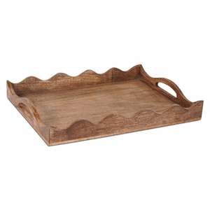 Bandeja de Servir de Madera Tallada a Mano de Diseño Clásico, Acabado en Madera de Mango Natural, Bandeja Decorativa para Desayuno con Asas - Product Image 6