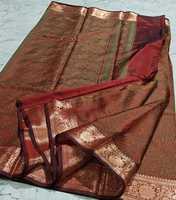 Nuevo lanzamiento: Saree de seda Pashmina Banarasi con tejido Zari, Pallu rico y borde Banarasi. Ideal para fiestas, tradicional, para todas las estaciones, con protección solar.