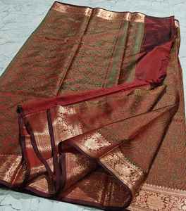 Nuevo Lanzamiento: Sari Banarasi de Seda Pashmina con Tejido Zari, Pallu Rico y Borde Banarasi, Tradicional para Fiestas, para Todas las Temporadas - Product Image 4