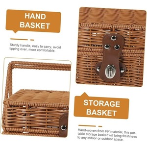 Panier de rangement tissé en cercle avec poignée, écologique, moderne, multi-usages - Product Image 4