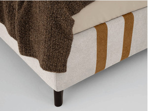 Lit double italien moderne avec tête de lit personnalisable et coffre de rangement en option, 100% tissu, design écologique et gain de place - Product Image 2