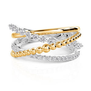 Jeulia Trendy Gradient Beaded Crossover <b>Ring</b> with Zircon Inlay - Product Image 1