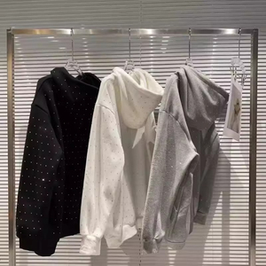 2025 alta calidad precios al por mayor Color personalizado tela de algodón Rhinestone precio barato mujeres cordón sudaderas con capucha de las mujeres - Product Image 2