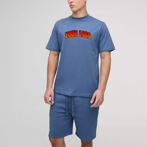 Vêtements de rue de haute qualité en jersey de coton lourd surdimensionné personnalisé 3D bouffant imprimé logo couleur unie t-shirt et short ensemble de 2 pièces - Product Image 1