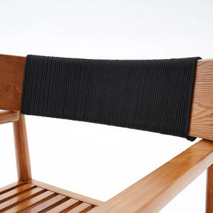 Silla moderna de comedor hecha con marco de madera maciza de teca con cuerda tejida en la parte posterior para uso en interiores y exteriores - Product Image 5