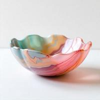 Moderne Kunstharz-Dekoschale Handgefertigte Bunte Wirbel-Schale mit Glänzender Oberfläche als Tischdekoration für Zuhause und Esszimmer
