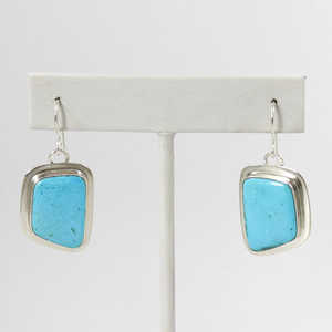 Juego de pendientes colgantes de gancho francés Plata de ley chapada en oro Natural Kingman turquesa PIEDRA DE Arizona hermoso colgante de aniversario - Product Image 1