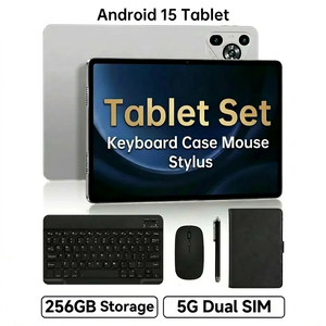 Tablet Android 15 da 10.1 Pollici, 12GB RAM, 256GB, Octa Core, 4G 5G LTE, Dual SIM, WiFi, Bundle <span class=keywords><strong>con</strong></span> Tastiera, Custodia, Mouse e Stilo per lo Studio - Product Image 1