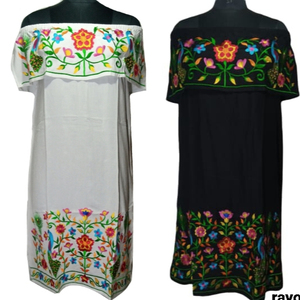 ชุดเดรสผ้าเรยอนปักลายดอกไม้สไตล์วินเทจสำหรับผู้หญิงชุดเดรสปาร์ตี้สไตล์โบฮีเมียนแบบดั้งเดิมของอินเดีย - Product Image 1