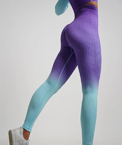 ชุดออกกำลังกายฟิตเนสสำหรับผู้หญิงชุดครอปโยคะเอวสูงและเลกกิ้งเอวยางยืดระบายอากาศได้สีพื้นชุด2ชิ้น - Product Image 3