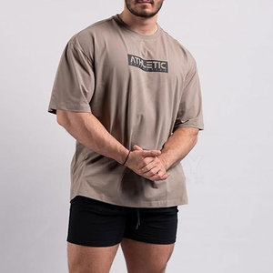 เสื้อยืดผ้าถักโพลีเอสเตอร์/ ผ้าฝ้ายสำหรับผู้ชายเสื้อยืดโอเวอร์ไซส์แบบลำลองน้ำหนักเบาและทนทาน - Product Image 2