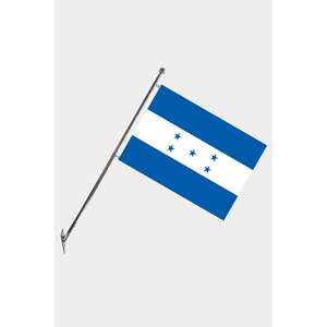Ensemble de mât de drapeau télescopique Honduras, fixation murale, aluminium, polyester, impression numérique, drapeaux 3x5 pieds pour les agences de voyage et d'assurance - Product Image 1