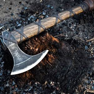 Wholesale Customized OEM ODM Cutlery Factory Hot Selling Hand Forged High Carbon Steel Etched Viking Leather Sheath Hatchet <b>Axe</b> - Product Image 6