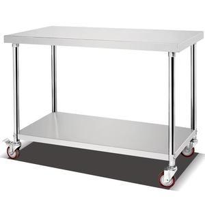 Mesa de Trabajo Comercial de Dos Niveles de Acero Inoxidable 201 304 de Alta Resistencia con Protector Trasero Fácil de Limpiar <span class=keywords><strong>para</strong></span> Cocinas Concurridas - Product Image 1