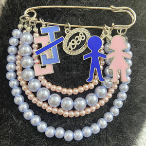 Spilla Sorority Jack and Jill of America Rosa Chiaro Blu Perla JJOA, Lettera JJ Smaltata, Charm Ragazzo Ragazza 1938, Gioiello da Bavero per Donna - Product Image 2