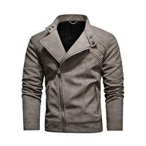 Nuevo abrigo delgado para hombre, chaqueta de cuero a la moda de invierno con cremallera diagonal, forro polar cálido, lona para motociclistas - Product Image 6