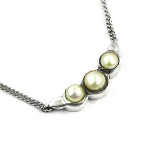 Collier en argent 925 avec perle pour femmes, bijoux élégants et à la mode - Product Image 1