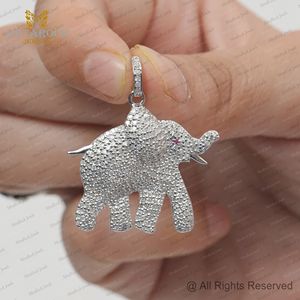Charme éléphant aux yeux de rubis en diamant naturel pavé, pendentif en argent sterling 925, bijoux fins en gros - Product Image 5