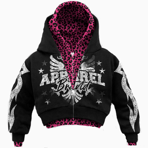 เสื้อแจ็คเก็ตทรงบ็อกซี่แบบหลวมๆ สไตล์สตรีทแวร์ ตัดเย็บด้วยผ้าหนา ซิปหน้า ล้างสีแบบ Stone Acid Wash แต่งเพชรและคริสตัล  สำหรับผู้ชาย - Product Image 1