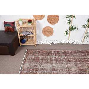 4,8x8,9 ft Rug, Vintage Turkish Rug, <b>Brown</b> Beige Moroccan <b>Wool</b> Rug - Product Image 5