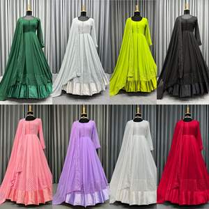 Georgette-Vestido largo de estilo indio y paquistaní, nuevo diseño exclusivo de ropa de fiesta, vestido Anarkali con trabajo pesado bordado - Product Image 6