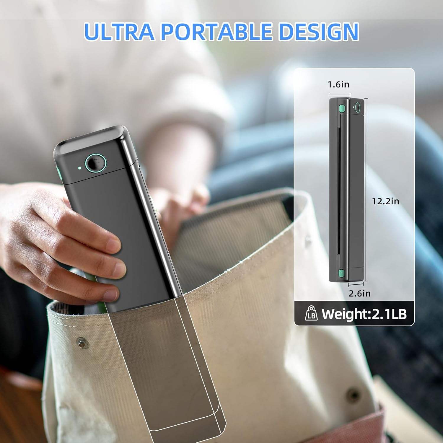 Stampante Termica Portatile A4 Bluetooth - Senza Inchiostro - Compatibile Con IOS/Android - Nero - Foto 8