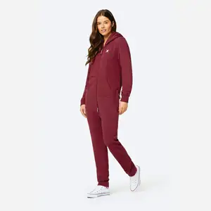 80% coton 20% Polyester dos brossé coton à l'intérieur fermeture éclair bidirectionnelle de qualité vin rouge unisexe Original Onesie