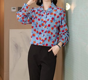 C Camisas de cuello vuelto de alta calidad Camisas de mujer al por mayor con estilo informal Camisa impresa por sublimación de tendencia - Product Image 5