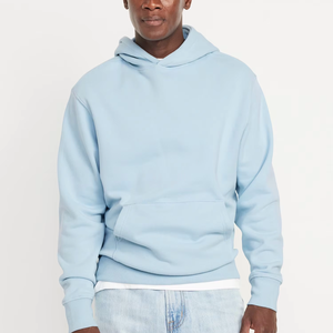 Sudadera con Capucha Azul Claro para Hombre, Corte Regular, Felpa de Algodón, Informal, con Bolsillo Delantero, para Otoño - Product Image 1