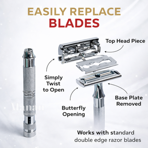 Maquinilla de Afeitar de Doble Filo de Acero Inoxidable de Alta Calidad para Hombre |   Maquinilla de Afeitar Clásica Reutilizable con Cuchilla Reemplazable | - Product Image 3