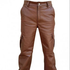 Pantalon en cuir décontracté pour hommes, lavé, couleur personnalisée, écologique, imperméable, grande taille Service OEM - Product Image 1