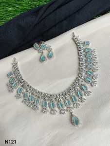 Ensemble de collier de mariée en diamant américain et ensemble de bijoux de haute qualité et classiques pour les boucles d'oreilles pour les bijoux de mariage, style classique pour femmes - Product Image 2