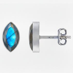 Pendientes de Plata de Ley 925 con Labradorita Natural en Forma de Pera Ovalada, Cierre de Mariposa, Estilo Moderno, Engaste de Bisel, Regalo de Aniversario - Product Image 2