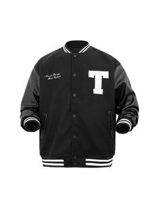 Veste universitaire de couleur unie de qualité supérieure pour hommes, uniforme de baseball ample à la mode, veste bombardier en toile imperméable et coupe-vent, veste décontractée - Product Image 3