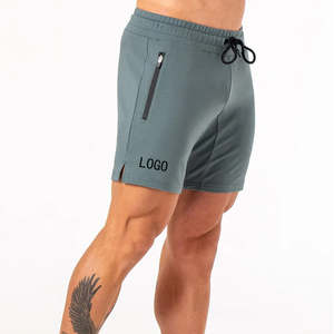 Pantalones cortos de chándal con bolsillos y cremallera de lana ligera de elastano de algodón de alta calidad para hombre, pantalones cortos de entrenamiento para hombre, ropa deportiva de algodón - Product Image 2