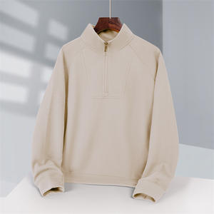 Venta al por mayor liso de alta calidad de los hombres de poliéster Vintage de algodón de gran tamaño personalizado media cremallera falso cuello alto sudadera - Product Image 6