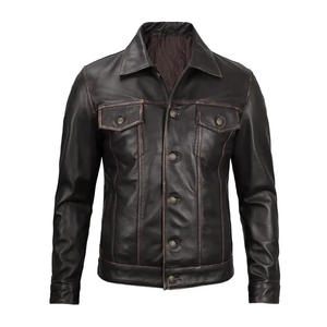 Chaqueta de Cuero Genuino para Hombre, Estilo Moderno, Cuello Alto, Manga Larga, Diseño Reciente, Alta Calidad, Estilo Popular - Product Image 1