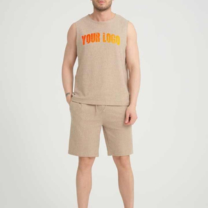 Haute qualité hommes été Shorts ensemble sans manches débardeur Shorts courts Pure Fit Style décontracté Logo broderie hommes survêtement - Product Image 6
