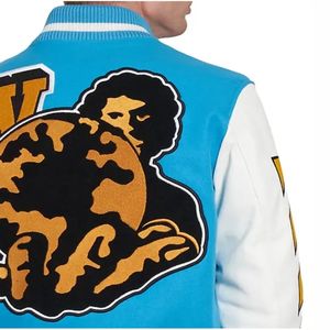 College Baseball Varsity Jacket pour hommes Soie/Coton Toile Écologique Séchage Rapide Avant Broderie Logos Patchs - Product Image 5