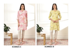 Top de algodón indooccidental-Rayón Kurti para mujer, Ropa Étnica ligera y ventosa, perfecta para un clima cálido - Product Image 3